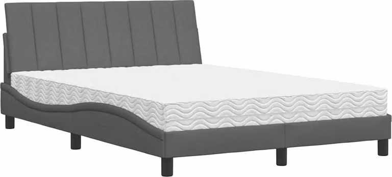 Letto con Materasso Hanko Grigio Scuro 140x200cm Tessuto