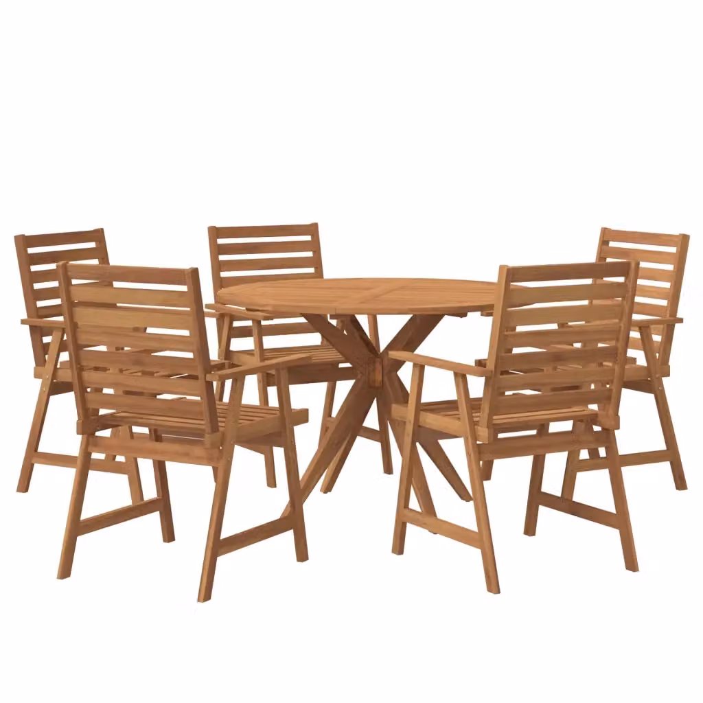 Set da pranzo per giardino vidaXL in legno di acacia marrone composto da 6 pezzi – 2