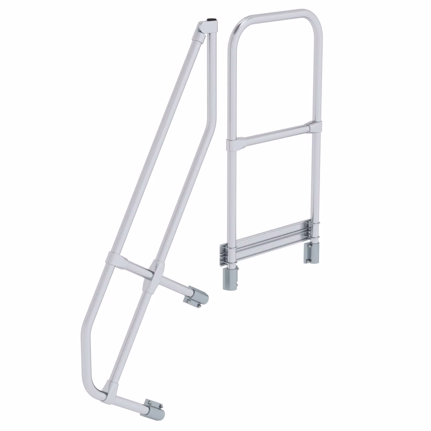 Scala con piattaforma 60° secondo corrimano per 4 gradini inclinazione 60°