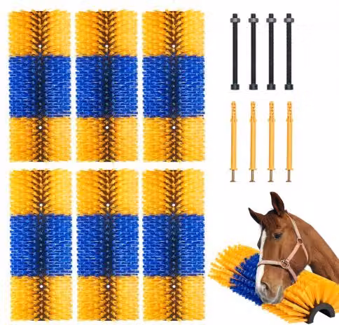 VEVOR Spazzola per Tiragraffi per Bestiame da 6 Pezzi, 51 x 19 cm Spazzola per Cavalli con 12 Viti, Tiragraffi per mucche, per Alleviare Prurito alla Schiena, Mantenere Pulizia, per Cavalli, Maiali