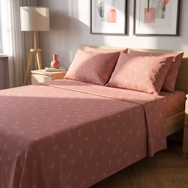 Completo letto matrimoniale foglie corallo