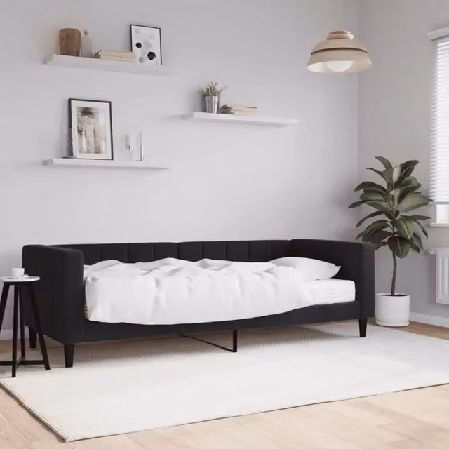 Divano Letto con Materasso-Sofa Letto-Daybed Nero 80x200 cm in Velluto 947508