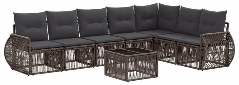 Set Divano da Giardino 8 pcs Grigio e Grigio Scuro polyrattan