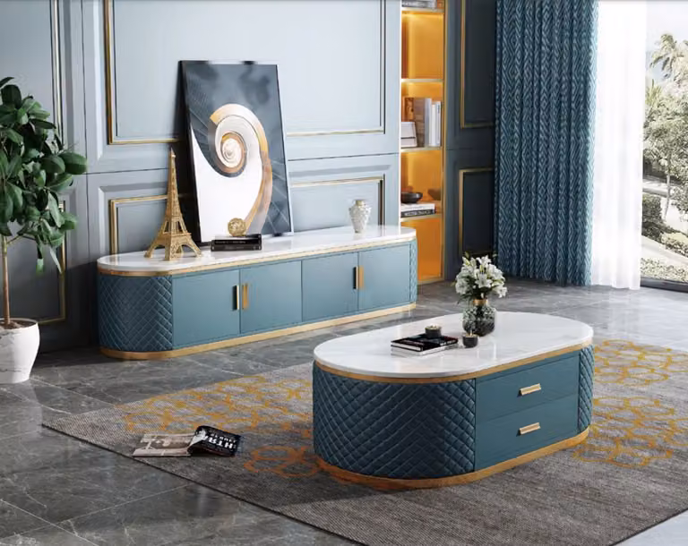 Anrichte Low Board Side Schrank Wohn Zimmer Sideboard Couchtisch 2tlg. Set