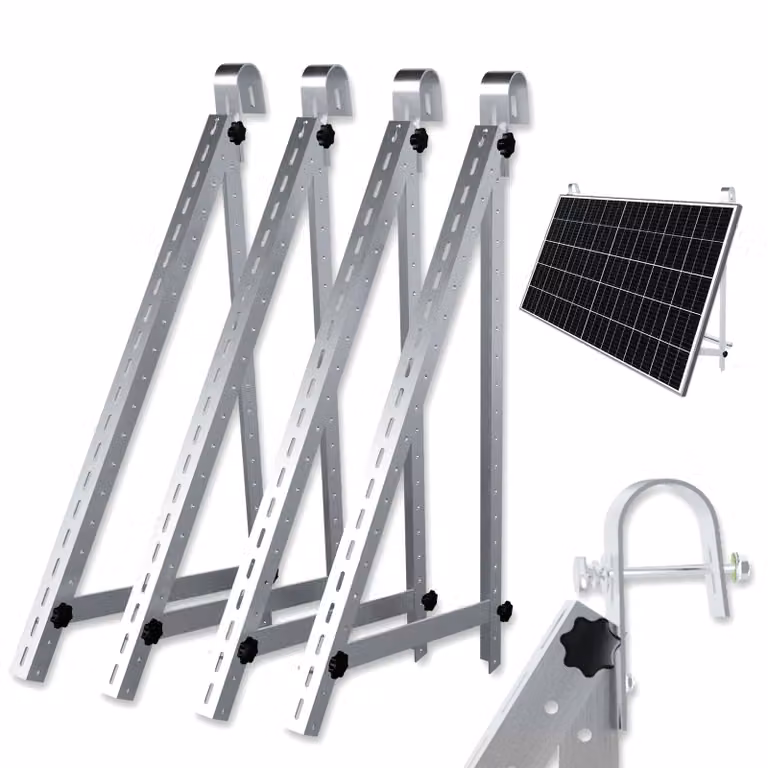 Supporto per impianto fotovoltaico da balcone Supporto solare 114 cm per ringhiera Balcone Supporto per modulo solare 45 pollici Modulo fotovoltaico regolabile Angolo 0-90 gradi
