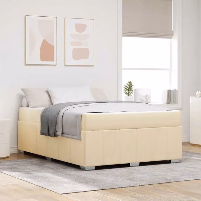 Letto matrimoniale con materasso vidaXL in tessuto beige L: 140 cm, P: 200 cm, H: 66 cm