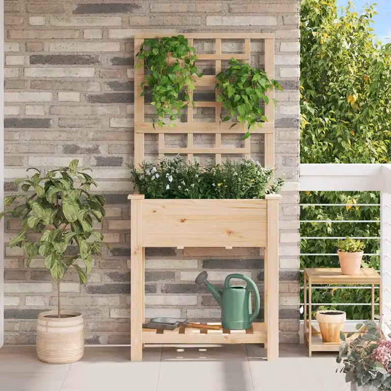Vaso da giardino vidaXL in legno di abete massello, colore beige, L: 71 cm, P: 38 cm, H: 152 cm