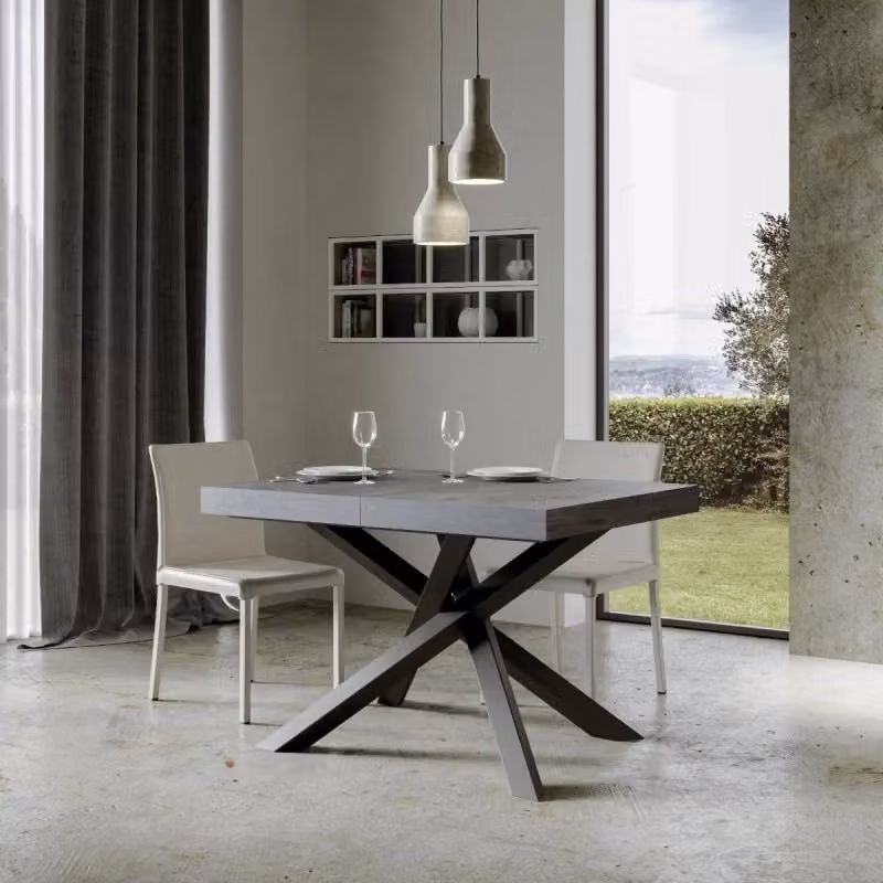 Tavolo allungabile Itamoby Volantis Premium in stile industrial con telaio in metallo antracite e piano in laminato opaco L/P/H: 224 x 90 x 77 cm – 2