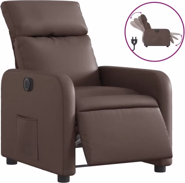 Poltrona | Sedia Relax Reclinabile Elettrica Marrone in Similpelle