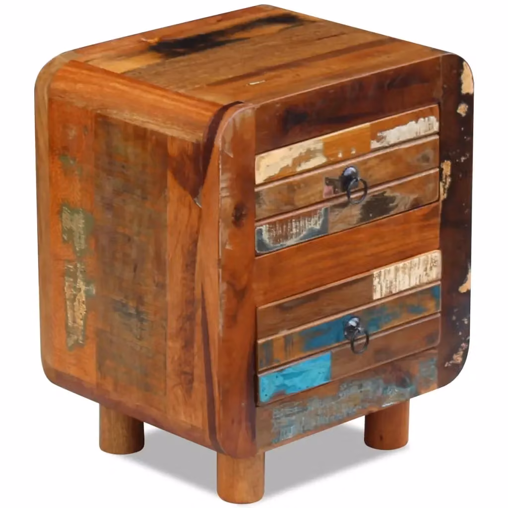 Comodino vidaXL in legno di mango e acacia recuperato, stile antico, L 43 cm, P 33 cm, H 51 cm – 2