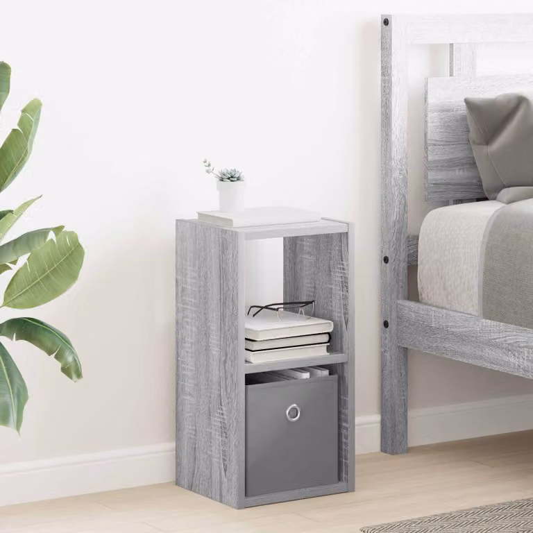 Comodino moderno vidaXL in legno ingegnerizzato grigio L: 25,5 cm, P: 22 cm, H: 49,5 cm