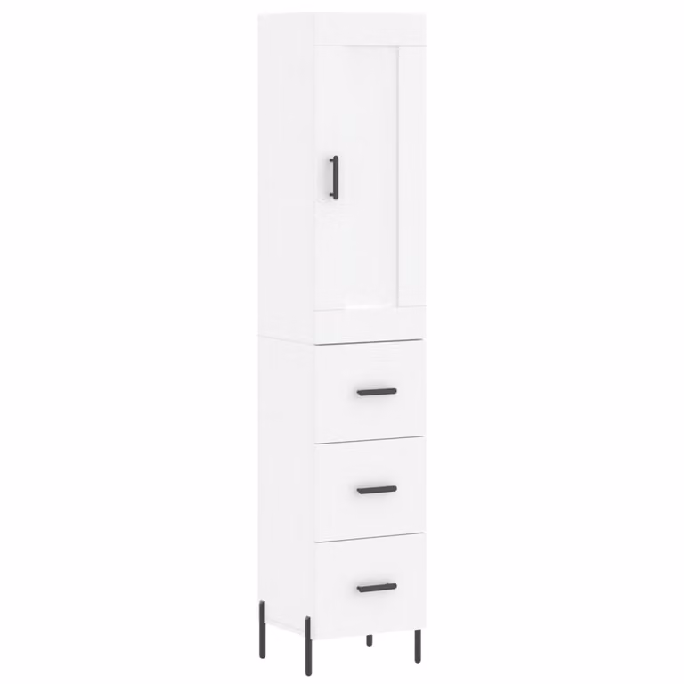 Credenza Bianca 34,5x34x180 cm in Legno Multistrato