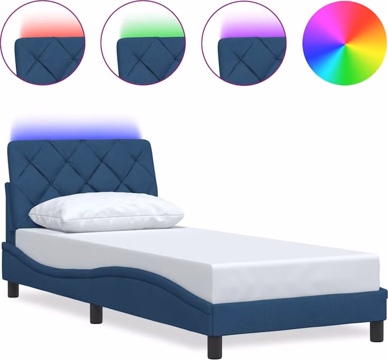 Giroletto con LED senza Materasso Blu 80x200 cm in Tessuto