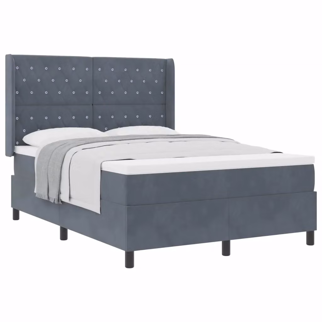 Letto a molle con materasso vidaXL in velluto grigio scuro L/P/H: 140 x 200 x 280 cm – 2