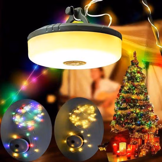 Ghirlanda luminosa da esterno per il campeggio - 10 m, portatile, RGB + bianco caldo, 8 modalità di illuminazione, impermeabile, ricaricabile tramite USB, ghirlanda luminosa a LED, decorazione natalizia