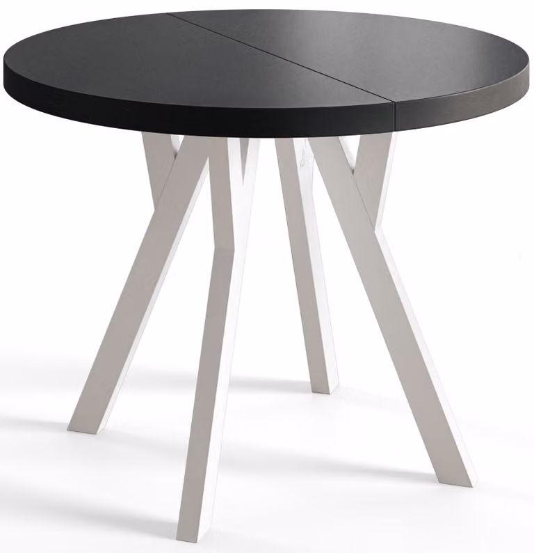 Alpi Moebel, Tavolo da Pranzo, Tavolo per Mangiare Allungabile, Diametro da 120 cm, Nero, Collezione Ovo