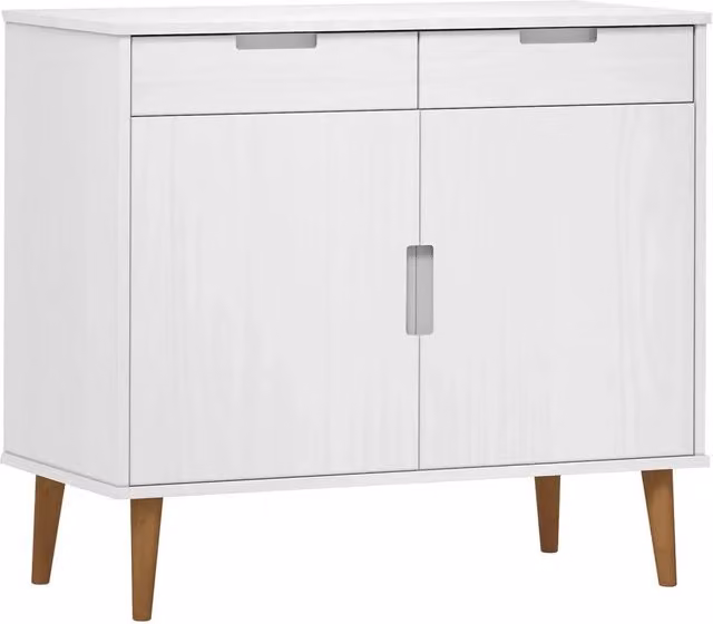 Credenza | Madia | Buffet da pranzo | Armadio da pranzo MOLDE Bianca 90x40x80 cm in Legno Massello di Pino