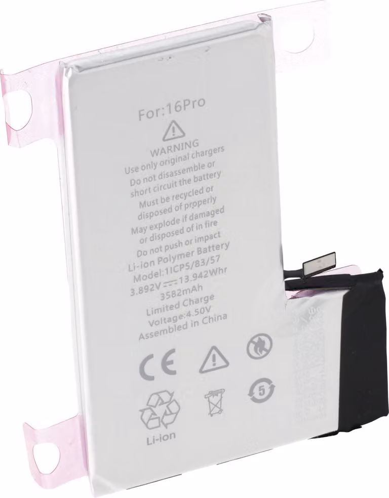 Batteria compatibile con Apple iPhone 16 Pro Li-Polymer 3,89 V 3582 mAh 13,94 Wh