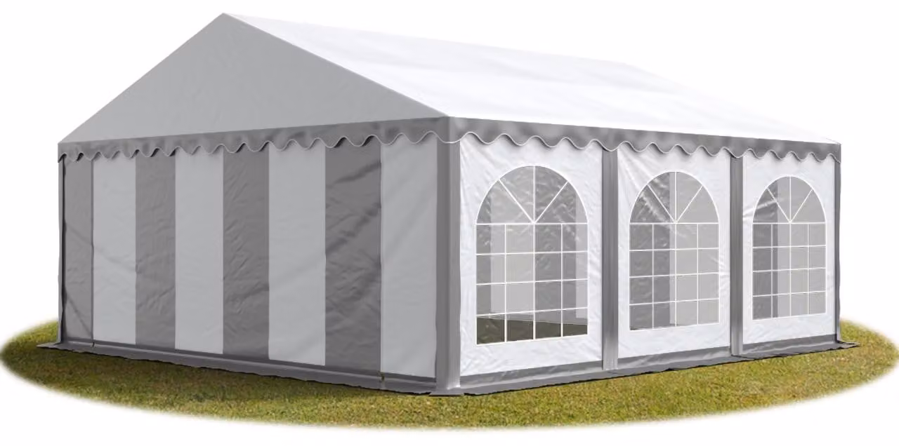 TOOLPORT 5x6 mTendone per feste PREMIUM PVC grigio-bianco 100% impermeabile