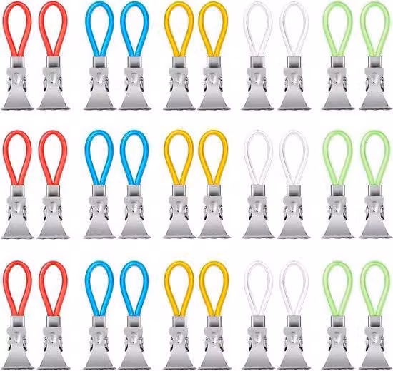 Ganci per asciugare in bagno e in cucina - 30 pezzi - 5 colori