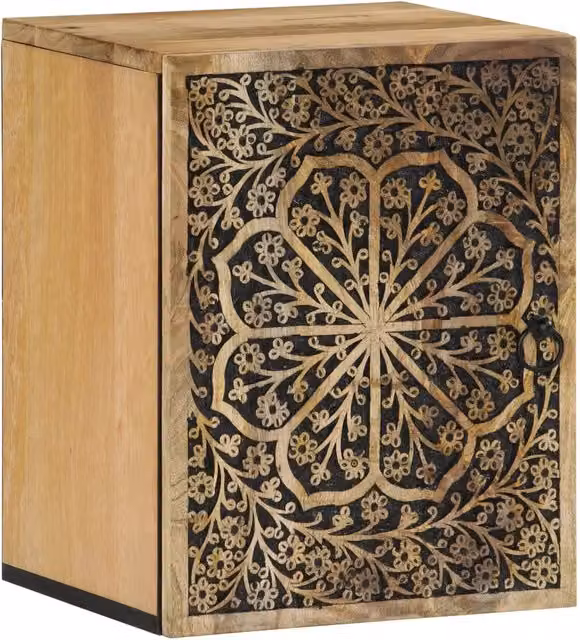 Armadietto da parete per bagno 38 x 33 x 48 cm con ampio spazio di archiviazione in stile retrò in legno massello di mango 02_0047287