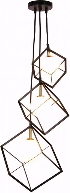 Lampada a sospensione moderna Candellux WEERT nera in metallo e vetro con 3 lampadine G9, Altezza regolabile: 120 cm
