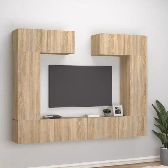 Set di Mobili Porta TV 6 pz-Set di 6 Credenza per TV Rovere Sonoma in Legno Multistrato 824105