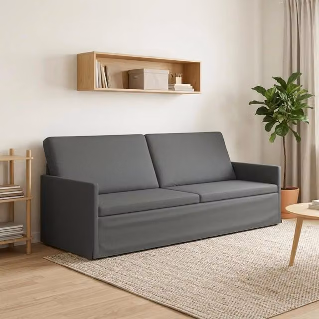 Divano a 3 posti Grigio Scuro 220 x 81 x 82 cm Tessuto 42041140