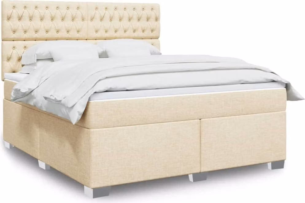 Maison Exclusive - Giroletto a Molle con Materasso Crema 180x200 cm in Tessuto