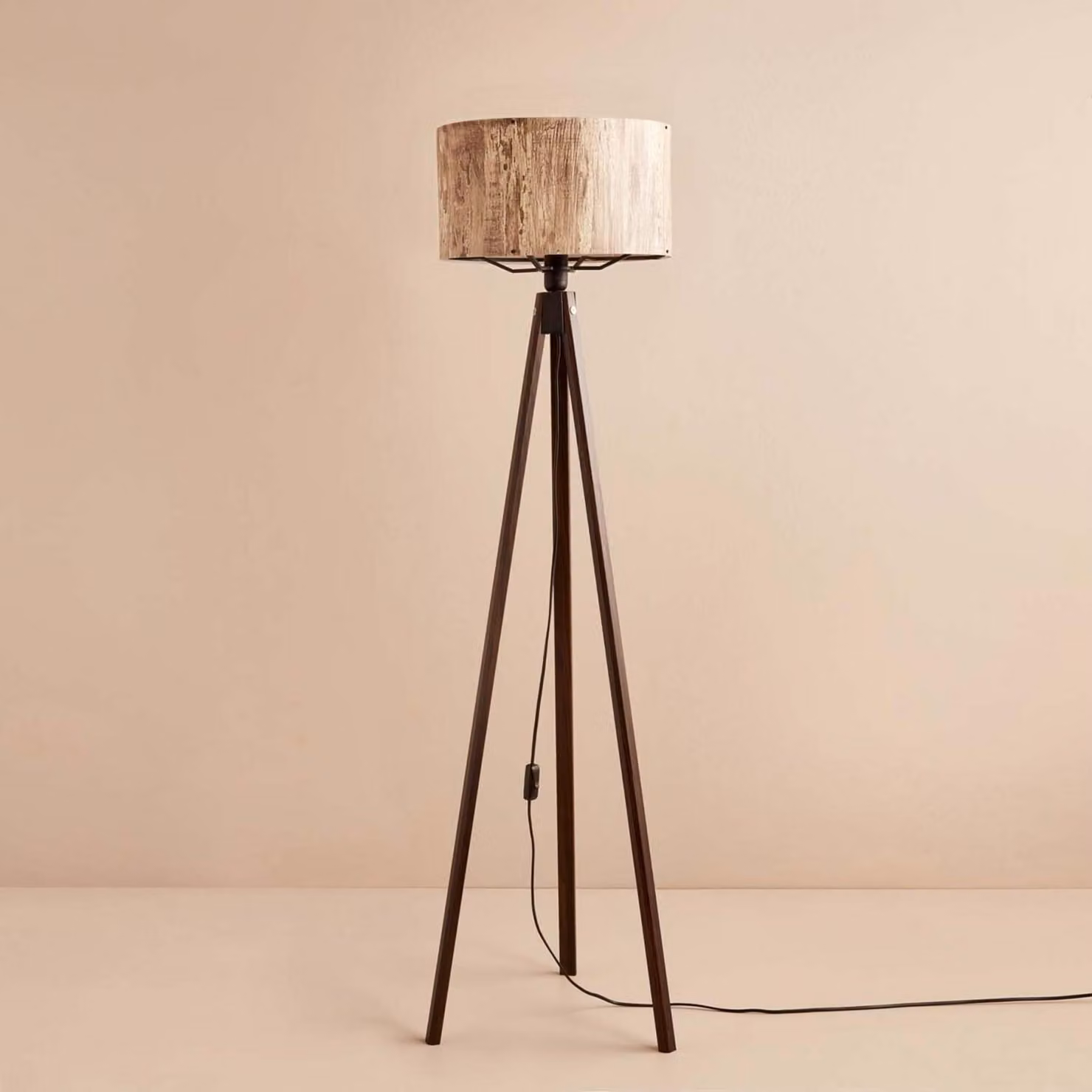 Opviq, AYD-3449, lampada da terra, beige, tessuto, 21 x 21 x 140 cm