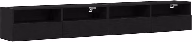 Set di 2 mobili TV da parete moderni in legno Rovere nero L: 100 cm, P: 30 cm, H: 30 cm – 1