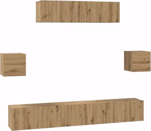 Set mobile TV 7 pz | Armadietto TV | Mobile Porta TV Rovere artigianale Legno multistrato