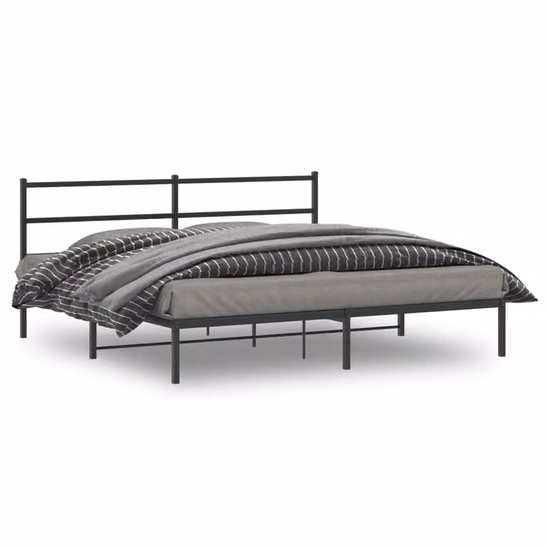 vidaXL Giroletto con Testiera in Metallo Nero L/P: 180 x 200 cm