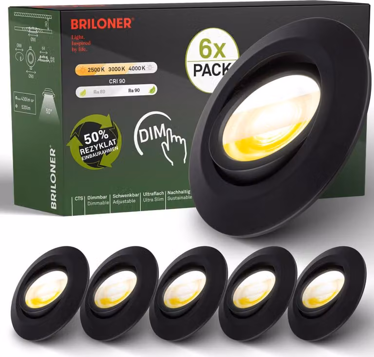 Set da 6 faretti LED da incasso LED faretti orientabili dimmerabili Ra90