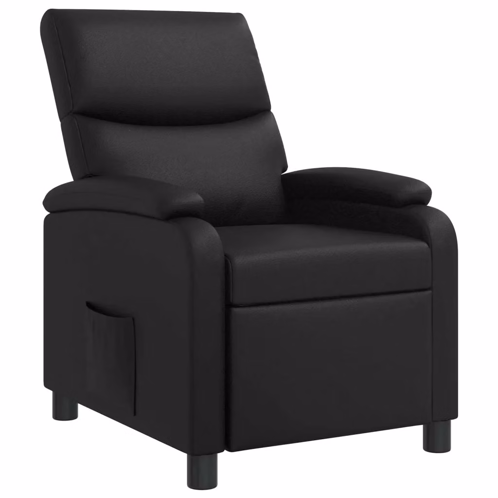 Poltrona reclinabile relax in similpelle nera con braccioli e struttura moderna per soggiorno o ufficio – 2