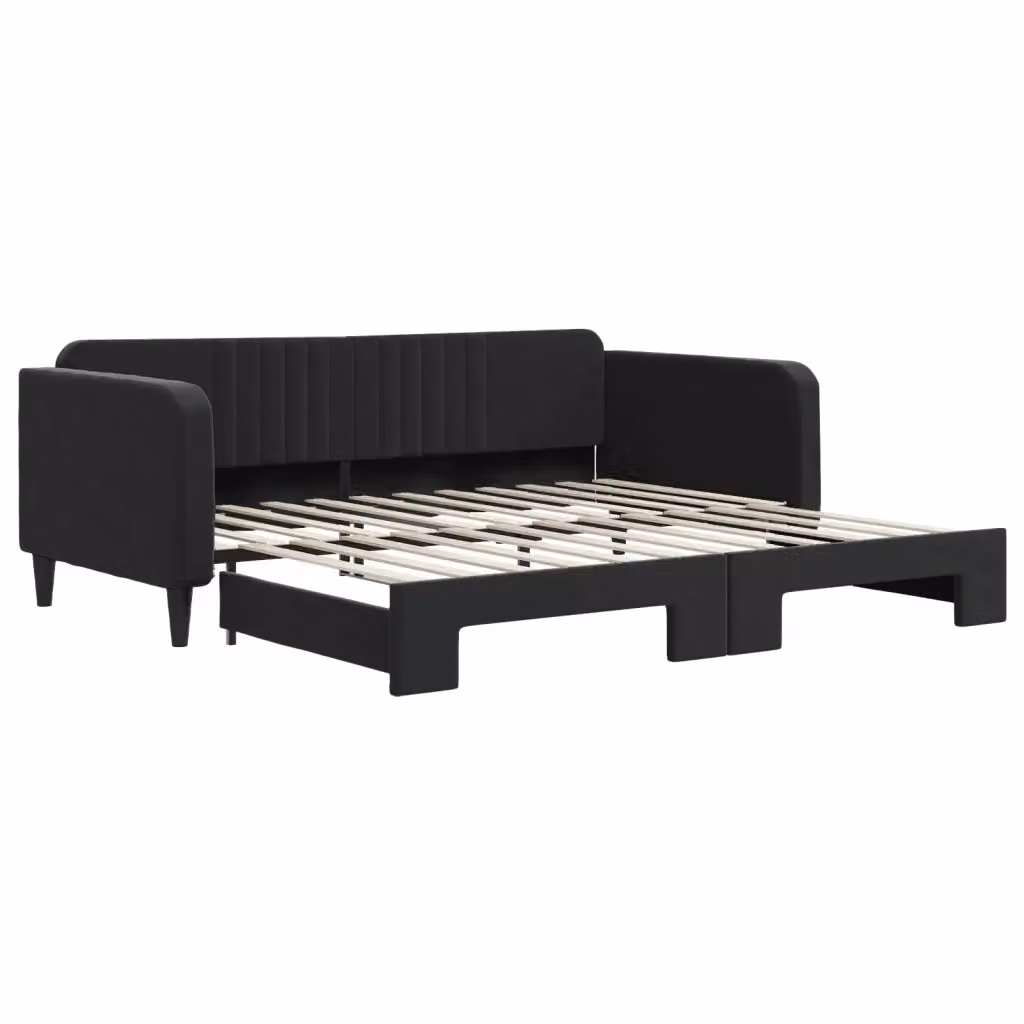 Divano Letto con Letto Estraibile vidaXL in Velluto Nero per Soggiorno e Camera da Letto L/P/H: 223 x 110 x 75 cm, Letto Estraibile 100 x 200 cm – 2