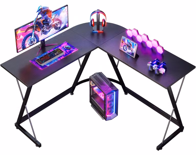 Scrivania gaming a forma di L, 120 x 120 cm, stabile, per uso domestico