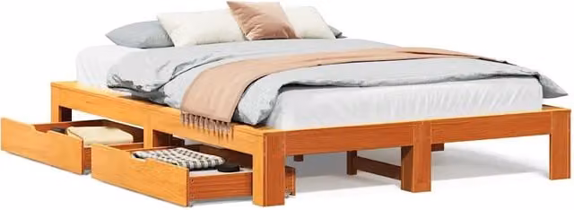 Letto matrimoniale | Letto per adulti | Letto senza Materasso Marrone Cera 160x200 cm in Legno di Pino