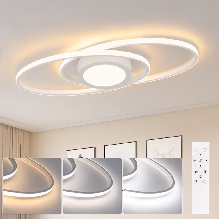 ZMH LED plafoniera bianca dimmerabile con telecomando per camera da letto camera dei bambini cucina corridoio balcone soggiorno 48W CRI>80, protezione per gli occhi