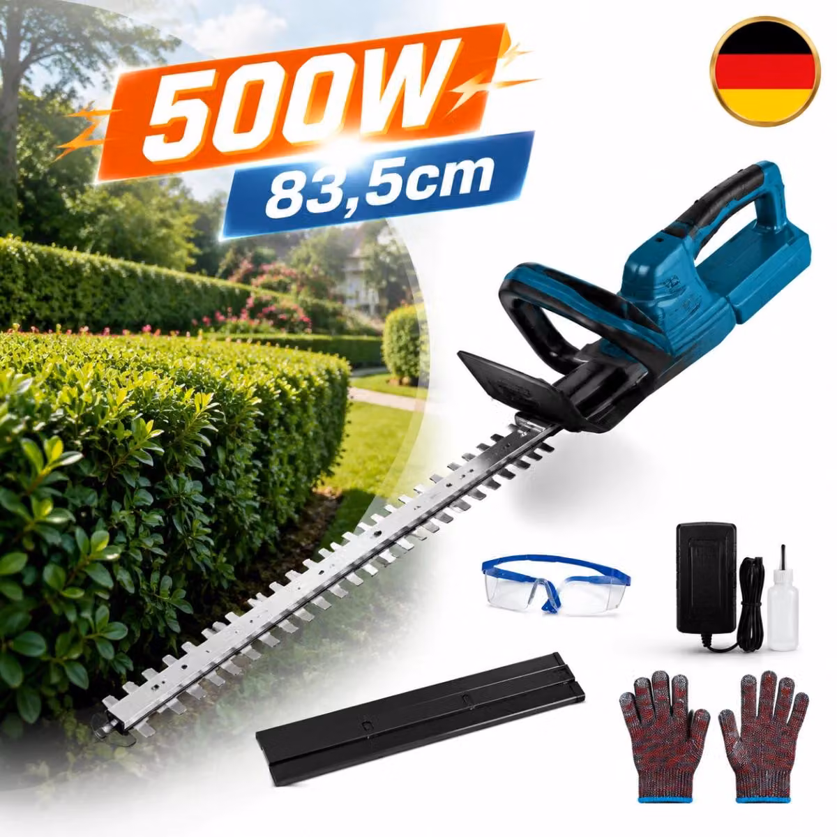 Potatore elettrico a batteria da 500W, 18V, con lame da 510mm, compatibile con batterie Makita da 18V
