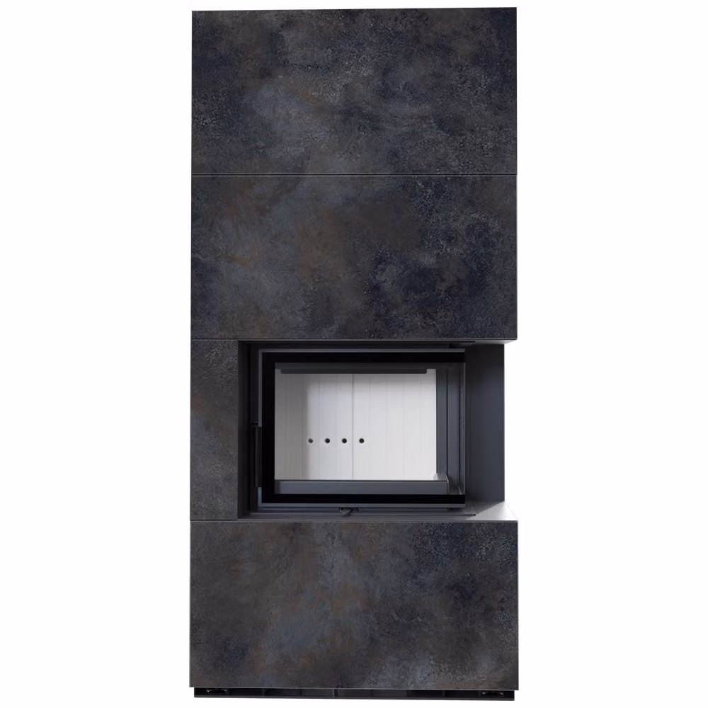 Kit caminetto KRATKI FLOKI BOX destro 8 kW Ø 160 sinterizzato al quarzo OSSIDO NERO