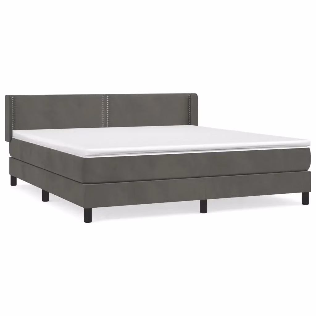 Giroletto a Molle con Materasso vidaXL in Velluto Grigio, L/P/H: 160 x 200 cm – 2
