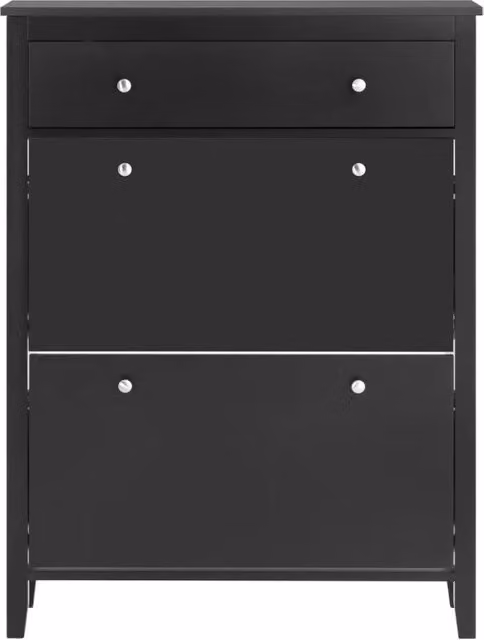 Scarpiera moderna SOBUY con cassetti e ripiani interni, colore nero, L 80 cm x P 25 cm x H 108 cm