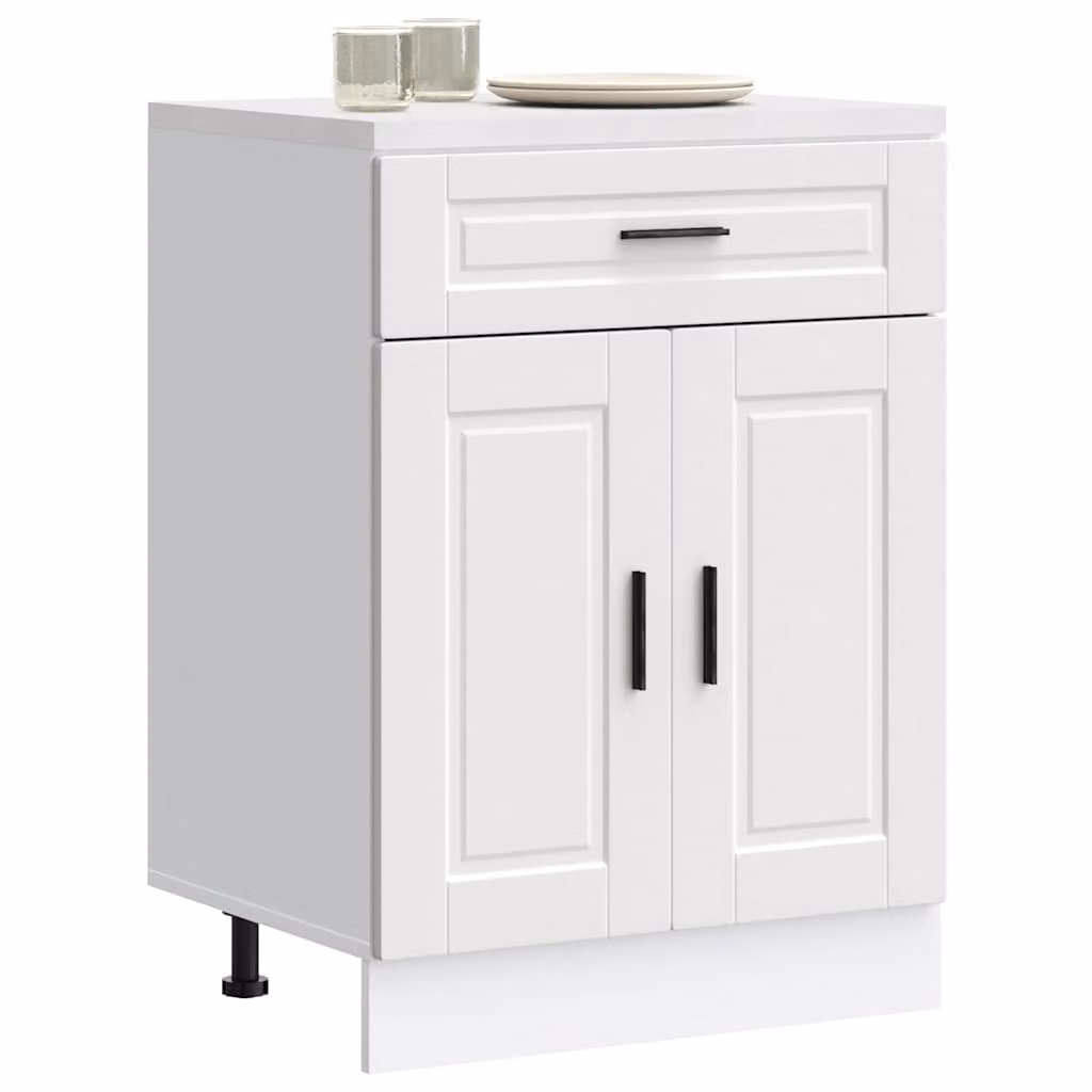 Base da cucina moderna vidaXL Porto Bianco in legno e MDF con ante e cassetti, L: 60,0 cm, P: 46,0 cm, H: 81,5 cm