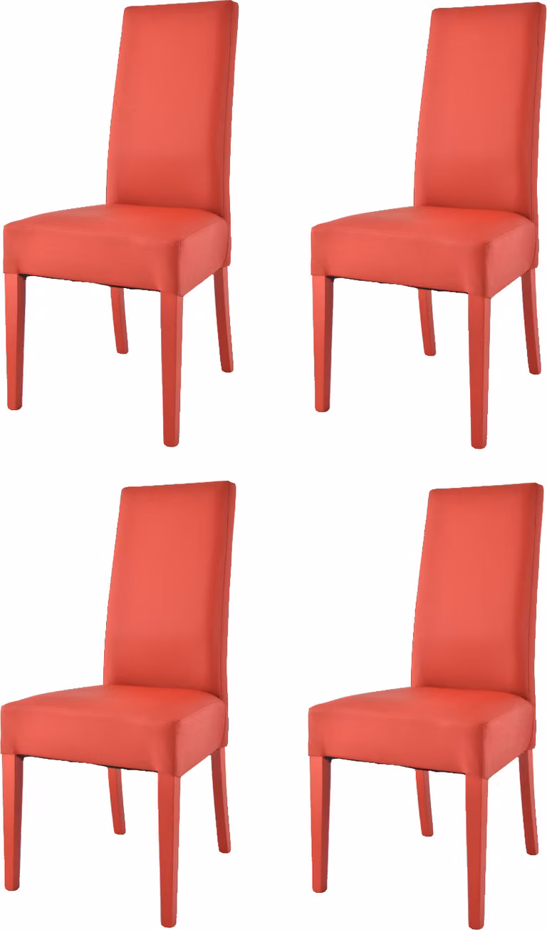 t m c s Tommychairs - Set di 4 sedie moderne LUISA per cucina e sala da pranzo, struttura robusta in legno di faggio laccato colore rosso, imbottita e rivestita in Similcuoio nel colore rosso