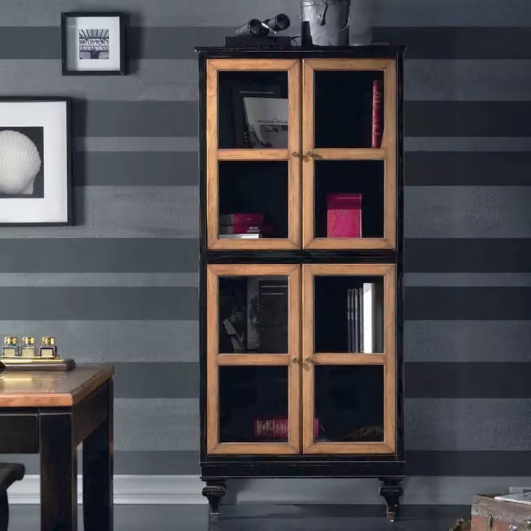 Vetrina classica Mobili 2G con 4 ante in legno e vetro, L: 80 cm, P: 39 cm, H: 182 cm