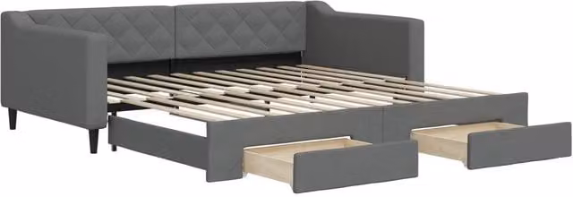 Divano letto | Sof¨¤ letto | Letto singolo Estraibile Cassetti Grigio Scuro 100x200cm Tessuto