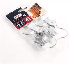 Set di 4 grucce in metallo con pinza Casa Living, colore argento, 11 cm