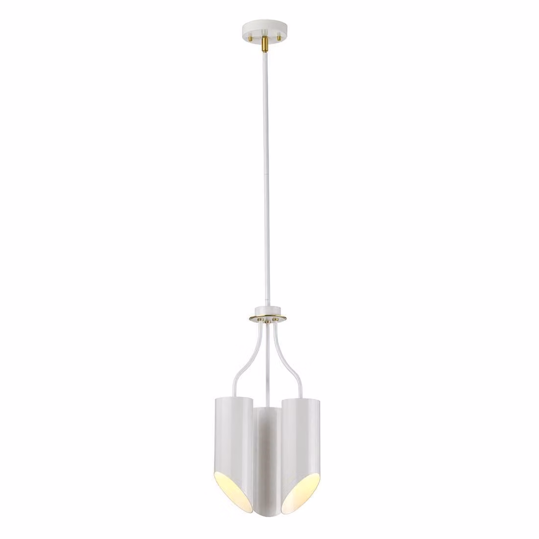 Lampada a sospensione Quinto, bianco e ottone invecchiato, 3xE27x8W, metallo, dimensioni: 155,2x26,8x26,8 cm, IP20, Elstead
