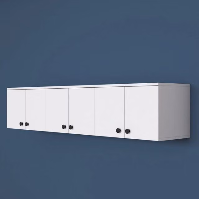 Mobile Pensile DMORA Jelsi Bianco con 6 Ante e Ripiani Interni L: 180 cm, H: 44 cm